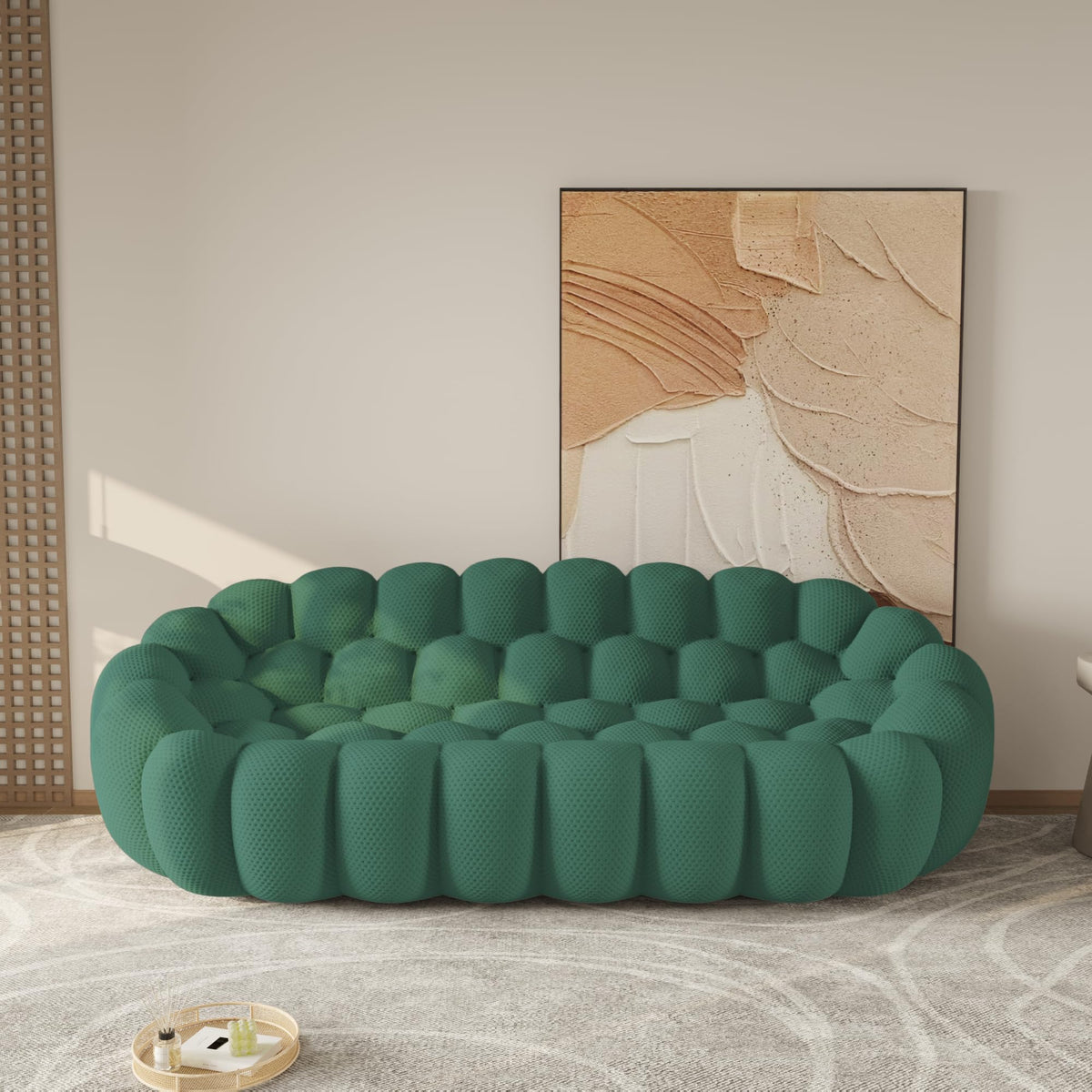 WJShome Modern Bubble Sofa Couch, 79.53" Curved Sofas for Living Room, Boneless Large Bean Bag Chair,Deep Seat Floor Sofas Chair Lounge 3 Seater for Home,Orange