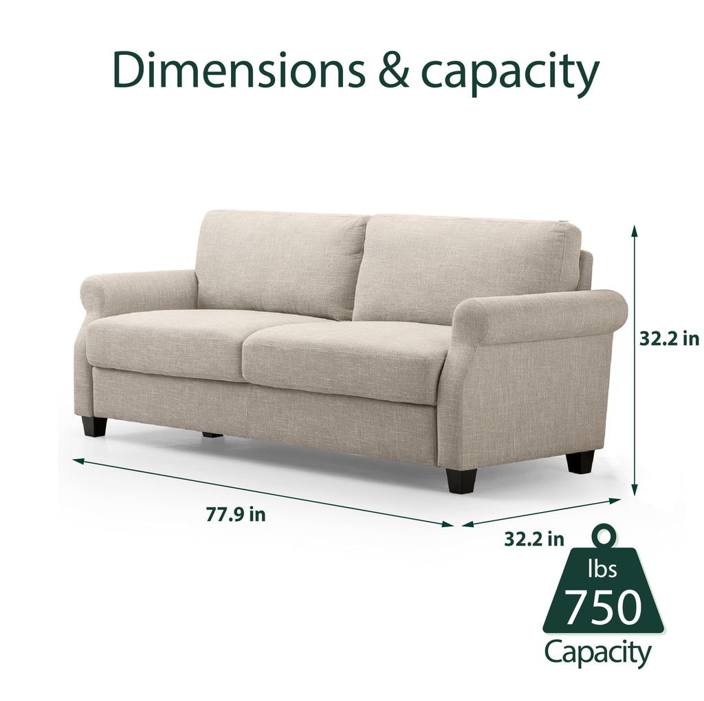 Zinus Josh Sofa Couch/Easy, Tool-Free Assembly, Beige