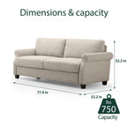Zinus Josh Sofa Couch/Easy, Tool-Free Assembly, Beige