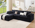 120" Cloud Modular Sectional Sofa, No-Assembly Chenille Couch, Black