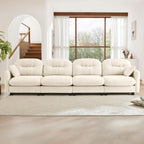 107" Modular Sectional Sofa, Comfy U Shaped Cloud Couch with Ottoman, Chenille Sofa Sleeper Deep Seat Sofas with Throw Pillows for Apartment-Camel