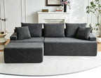 115.7" L Shaped Modular Sectional Sofa with Ottoman, Cloud Boneless Couch, Upholstered Sofa in a Box, Flexible Module Combination for Living Room, No Assembly, Grey