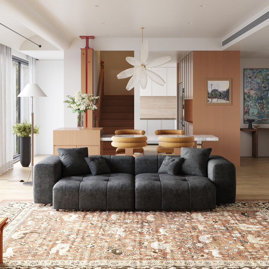 104.8" Modular Cloud Loveseat with Extra Wide & Deep Seats, Oversized 2-Seater Mid-Century Modern Couch for Living Room, Linen