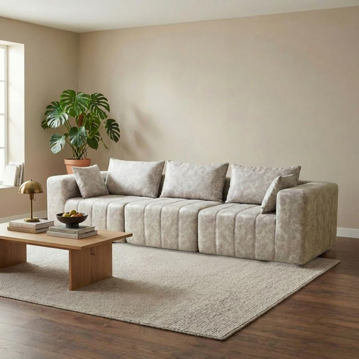 · REDEARTH · Boneless L Shaped Sectional Sofa in a Box, 5 Seater - Oyster