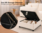 116" Oversized Modular Sectional Sofa with Gas-lift Storage Ottoman L-shape