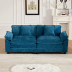Wider Armrest LoveSeat (Ottoman is not Included), Sectional Couch, for Living Room Bedroom and Apartment, Comfy Double Layer Upholstered Seat Cushion, Breathable Chenille Fabric, Blue,SW5042BL RG696