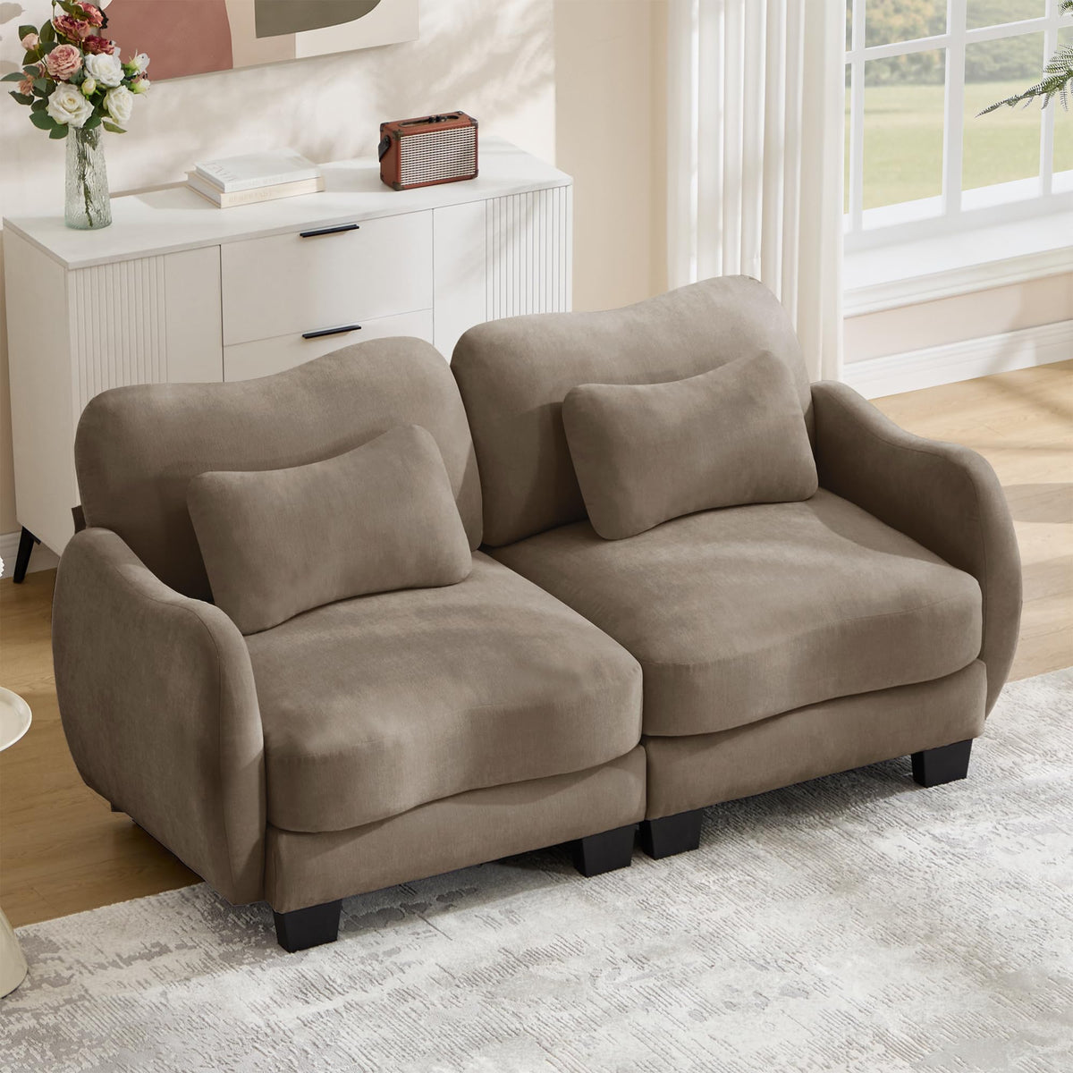 101.1" Modular Cloud Couch Deep Seat Sectional Sofa L Shaped Couch