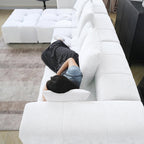 WJShome Oversized Sectional Couches for Living Room,183" V Shaped Couch, 6-Seater Cloud Modular Sectional Sofa, Linen Deep Seat Cloud Couches for Living Room,White
