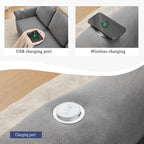106.5" Convertible Sleeper Sofa Bed with Pull Out Couch, Dark Grey L Shaped Couch with Storage Chaise & Memory Mattress, Modular Sectional Couches with Wireless Charging & USB for Living Room