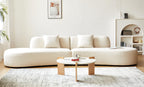WILLIAMSPACE 132" Oversize Curved Sofa Couch for Living Room, Modern Luxury 2 Pieces Upholstered Cloud Sofa Curved Couch with Half Moon Design, Velvet 6 Seater Sofa for Apartment, No Assembly, Orange