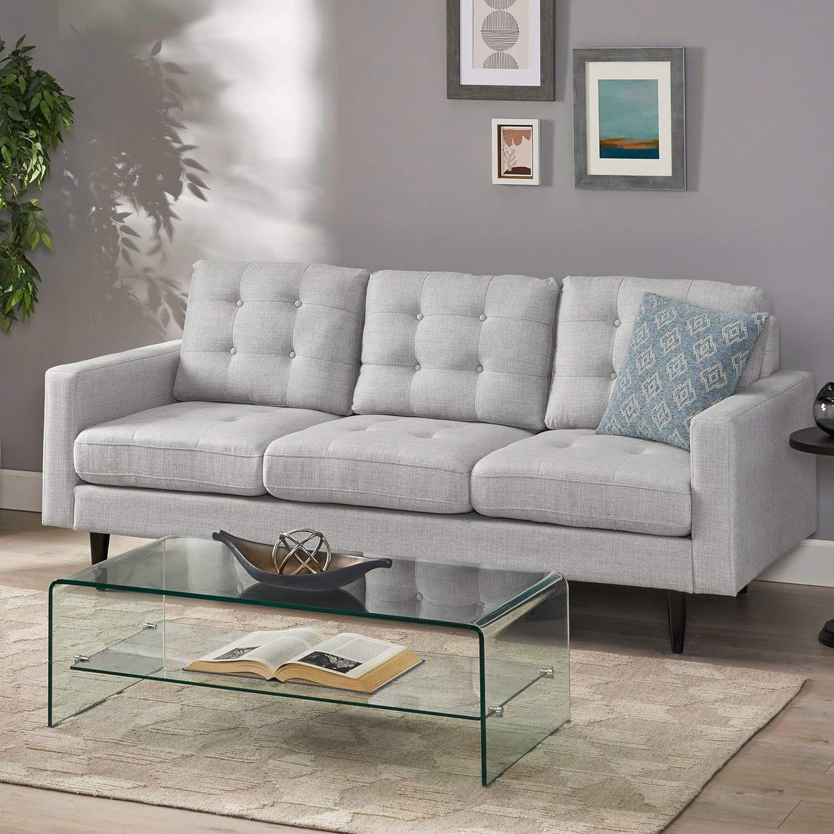 Tufted Fabric 3 Seater Sofa