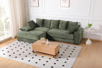 108.6" Sectional Sofa, Thickened Corduroy Sectional Couches for Living Room,Comfortable L Shaped Chaise Sectional Sofa with Storage Ottoman,Eight Throw Pillows,Green