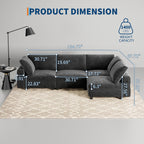 106" L-Shaped Modern Sofa Modular Sectional Cloud Couch with Charging Station, Convertible Sectional Sofa Sleeper Bed with USB/Type-C Port, Removble Chaise Sofa for Living Room, Apartment, Grey Velvet