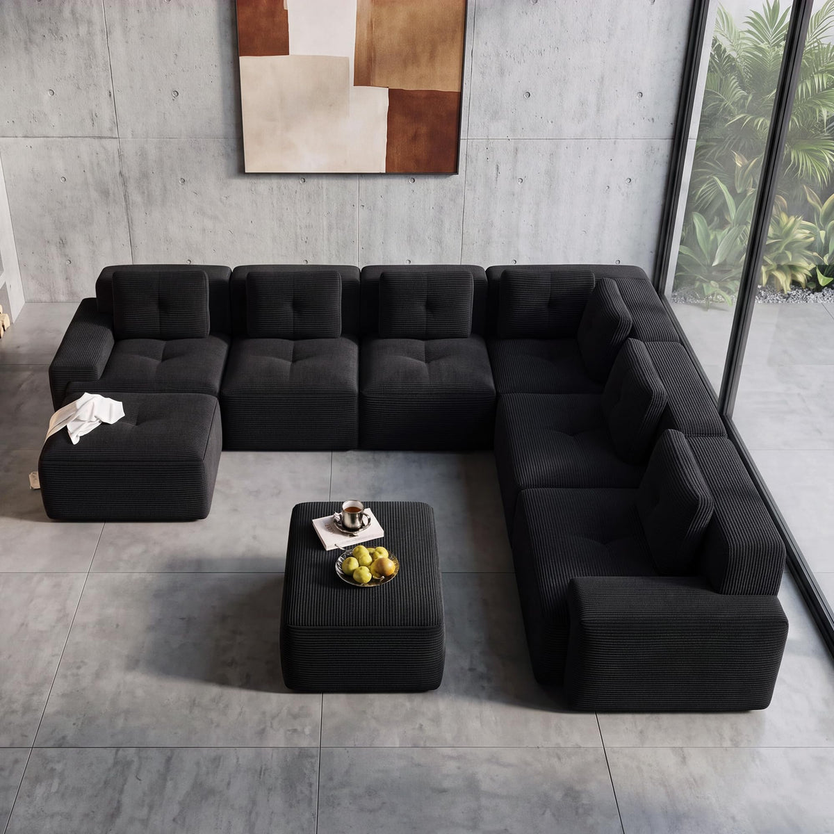 116" Boneless Corner Sectional Couch, 5 Seat Cloud Couches,Camel