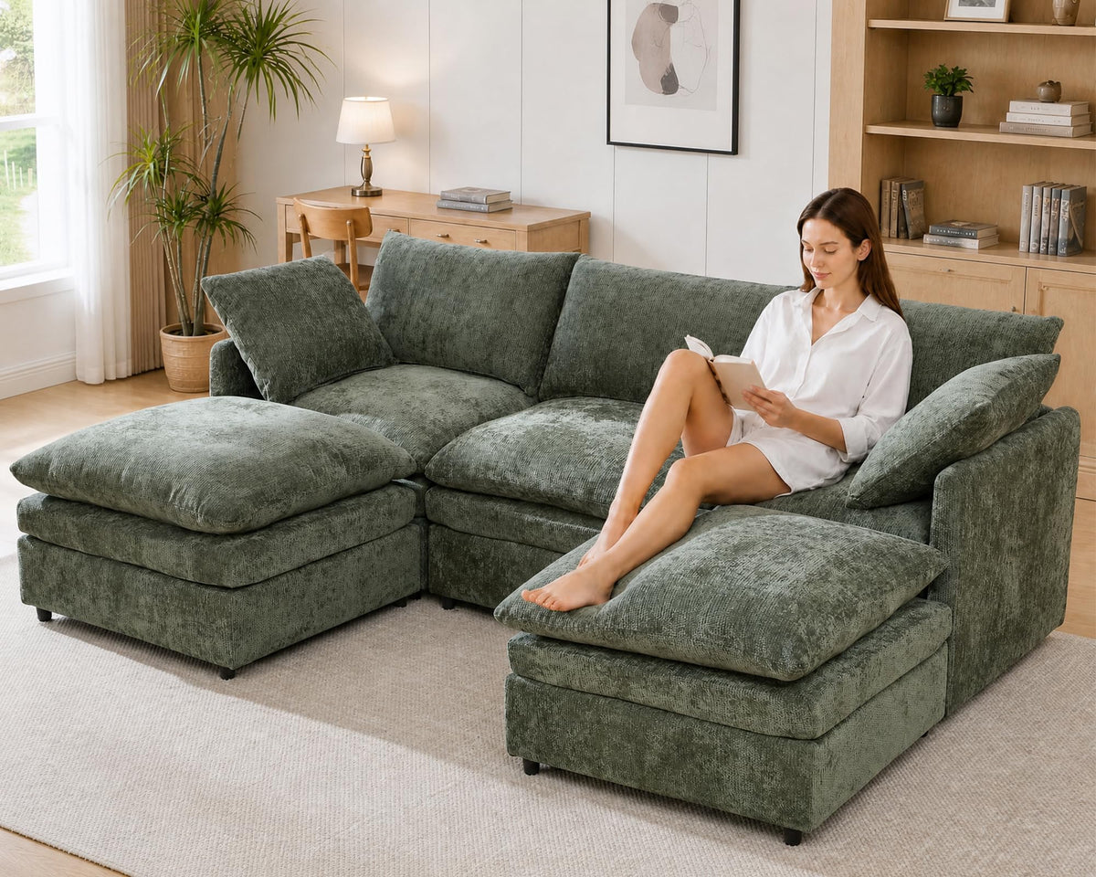 U Shaped Sectional Couches for Living Room 97"