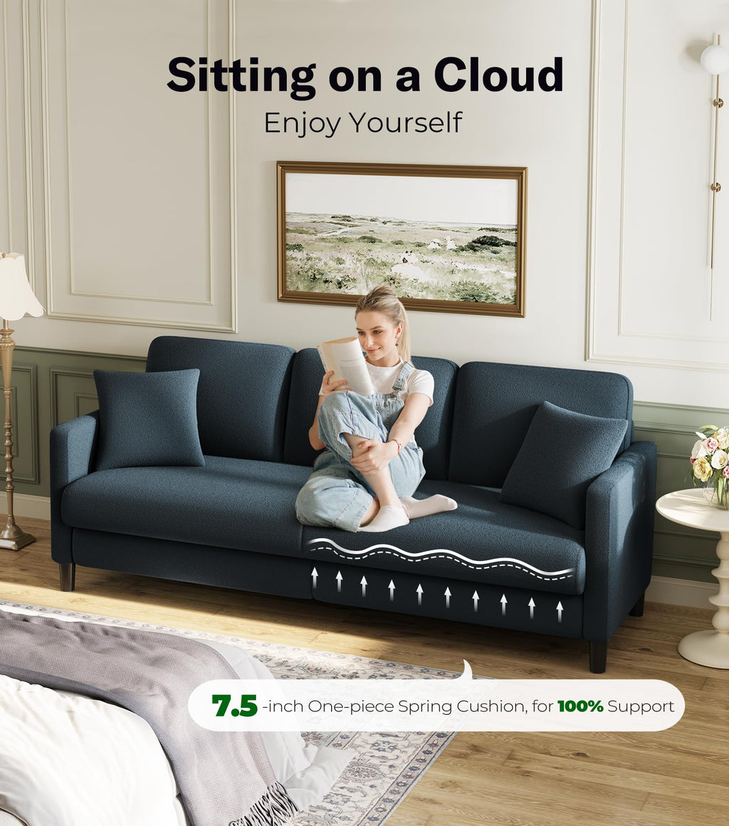 Welzona Loveseat Sofa, Teddy Love seat Couches 83", with 2 Storage Ottomans