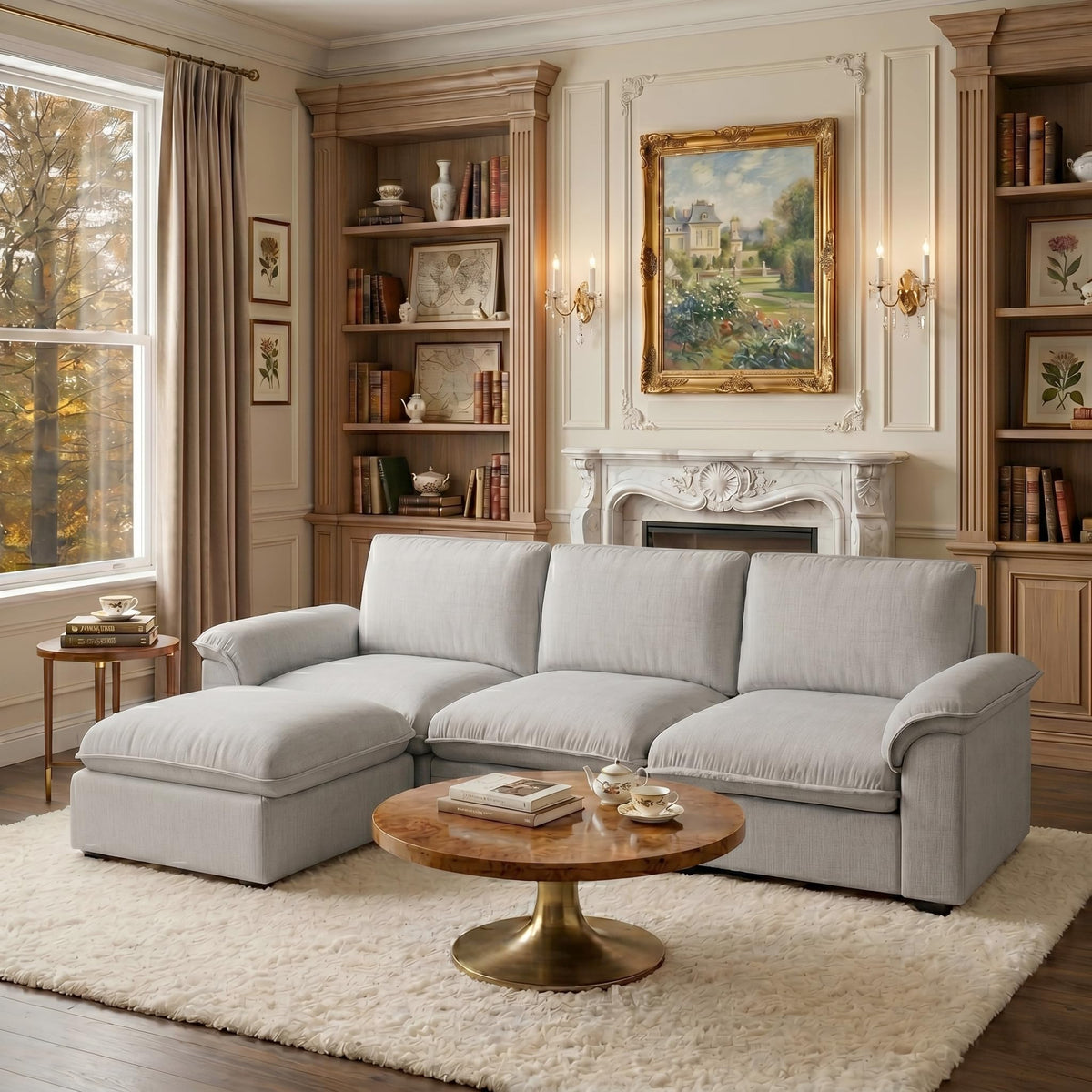 106.3" Chenille Modular Sectional Sofa,Convertible Cloud Couch