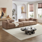 125 in. L-Shaped Modular Sectional Sofa with Ottoman, Brown