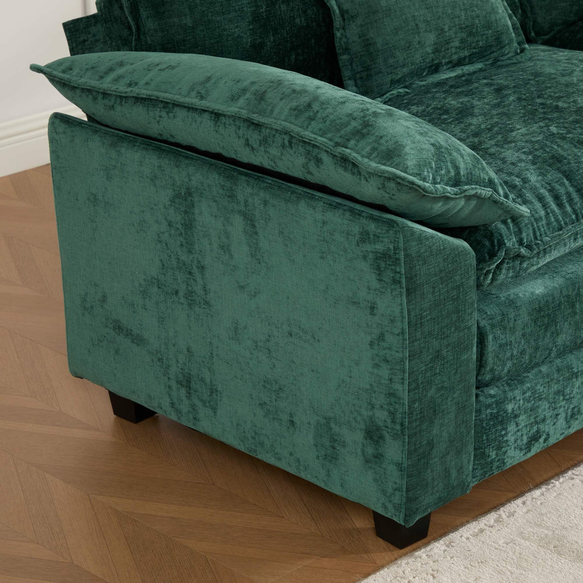 Wider Armrest LoveSeat (Ottoman is not Included), Sectional Couch, for Living Room Bedroom and Apartment, Comfy Double Layer Upholstered Seat Cushion, Breathable Chenille Fabric, Green BF383