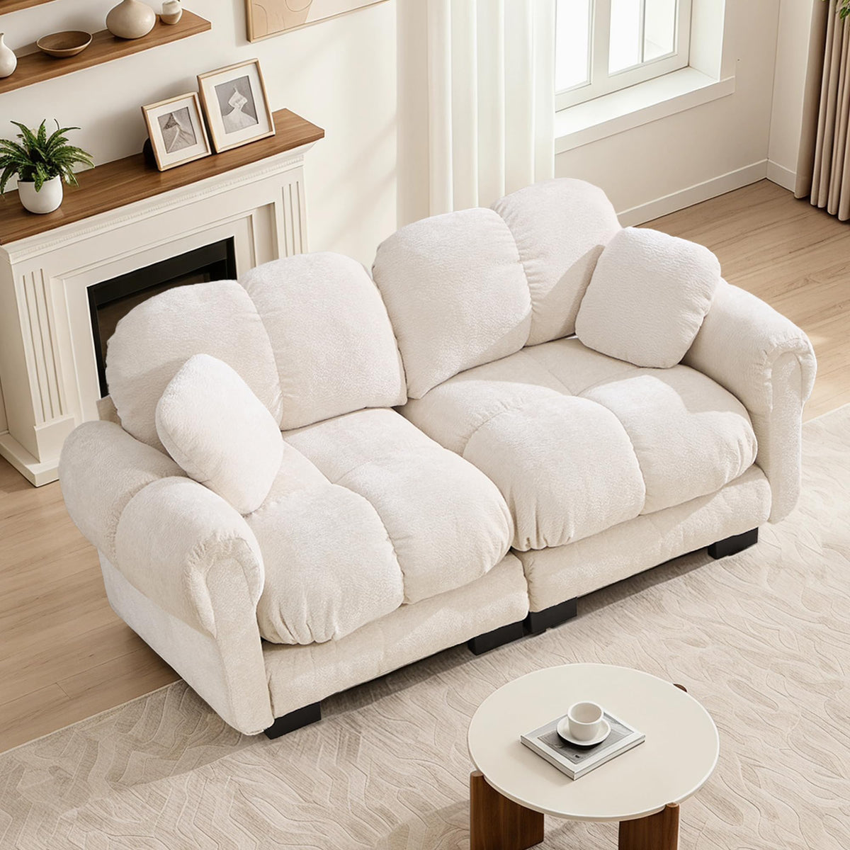 103.9" Modular Cloud Couch, Oversize U-Shaped Sectional Sofa with Ottoman, Deep Seat Chenille Couch, Anti-Slip Design, Modern 3-Seater Sofa for Living Room/Apartment/Bedroom, Brown
