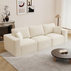 79" Modular Sectional Sofa, Cloud Couch Loveseat Memory Foam Boneless Couch with Chaise, Cozy Upholstered Corduroy Floor Couch, No Assembly Required Living Room Furniture for Apartment, Beige