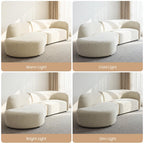 118" Left-Facing Chenille Sectional Sofa with Chaise, Modern Curved Cloud Couch, Deep Seat Upholstered Sofa with Solid Wood Frame, Organic Rounded Design for Living Room, Beige