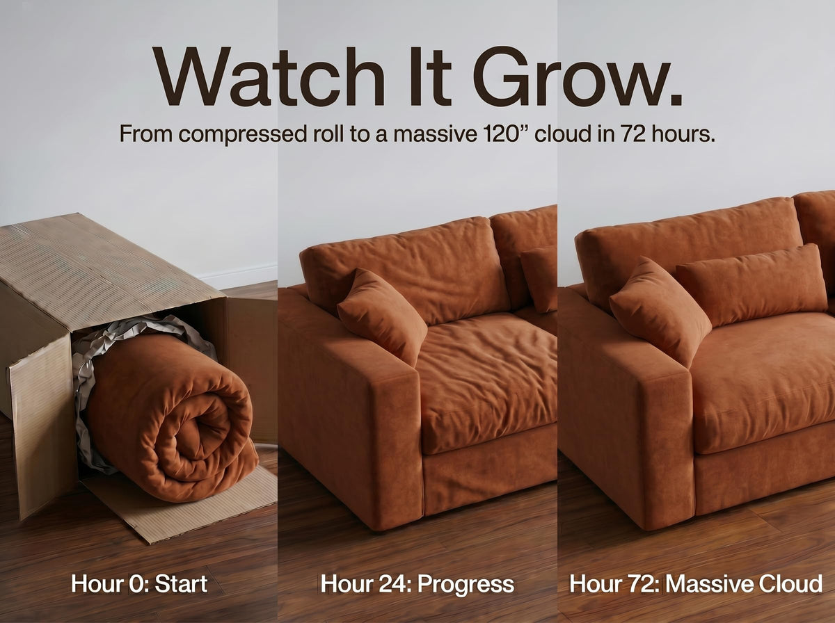 Vipbear 160" Oversized Modular Sectional Sofa, Boneless Couch for Living Room, Modern Comfy 7 Seat V Shaped Cloud Couch Sectional with Ottoman, Lumbar Pillows, 26.8" Extra Deep Seat,Terracotta Orange