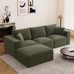 79" Modular Sectional Sofa, Cloud Couch Loveseat Memory Foam Boneless Couch with Chaise, Cozy Upholstered Corduroy Floor Couch, No Assembly Required Living Room Furniture for Apartment, Beige