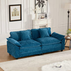 Wider Armrest LoveSeat (Ottoman is not Included), Sectional Couch, for Living Room Bedroom and Apartment, Comfy Double Layer Upholstered Seat Cushion, Breathable Chenille Fabric, Blue,SW5042BL RG696