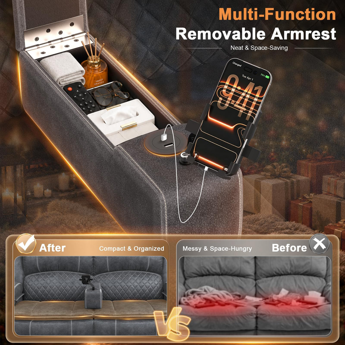 Yolsali Loveseat Recliner Sofa, RV Loveseat Wall Hugger (Velvet,Grey)