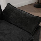 Wider Armrest 3 Seats (Ottoman is not Included), Sectional Couch, for Living Room Bedroom and Apartment, Comfy Double Layer Upholstered Seat Cushion, Breathable Chenille Fabric,Black,SW5044BK GE681