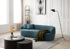 Tidyard Blue Mid Century Modern Curved Sofa, 3-Seater Boucle Fabric Couch for Living Room, Bedroom or Office – No Assembly Needed, Comfortable Upholstered Design, 86.? W