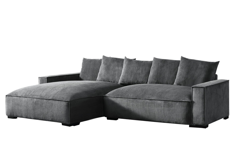 106.7-Inch L Shaped Left Facing Sectional Sofa with Chaise, Corduroy Uphol