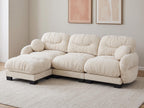 116" Cloud Modular Chenille L Shaped Sectional Sofa with Ottoman, Deep Seat Cloud Couch with Interlocking Metal Connectors for Modern Living Room (Beige, 3S+1O)