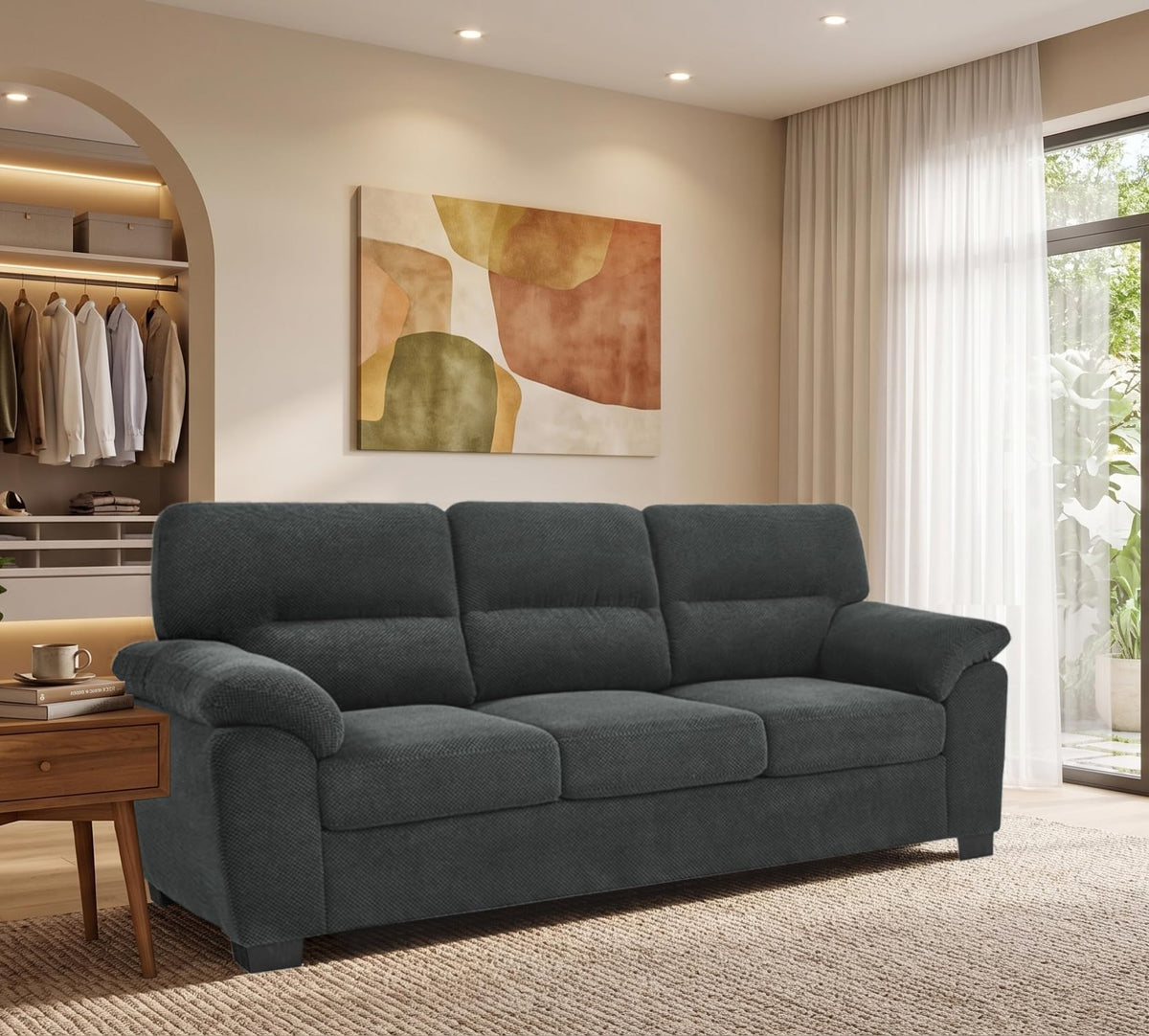 U-Shaped Sofa, Dual Chaise Sectional, 104 Inch, Camel
