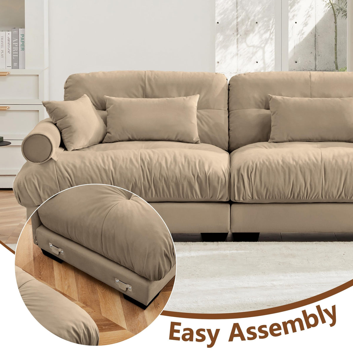 U Shaped Cloud Couches for Living Room Modular Sectional Sofa with Ottomans