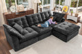 110" Oversized Cloud Sectional Boneless Couch, Modular Chenille L-Shaped Compressed Sofa with Ottoman & 3-in-1 Multi-Purpose Pillow, 3 Seater Memory Foam Couches for Living Room, Gray