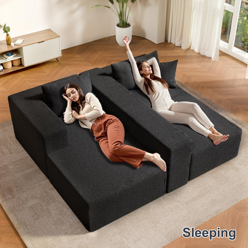 104" Sectional Couches for Living Room, Modular Sectional Sofa with Deep Seat, Cloud Couch for Living Room Bedroom, L-Shape Couch with Chaise, No Assembly Required (Plush, Left Facing Chaise)