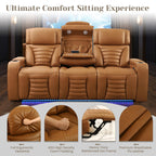 Zero Gravity Power Reclining Sofa Adjustable Headrest & 7 Colors LED Lighting, Power Recliner Sofa with Reading Lighting, Armrest Storage for Home Theater, RV