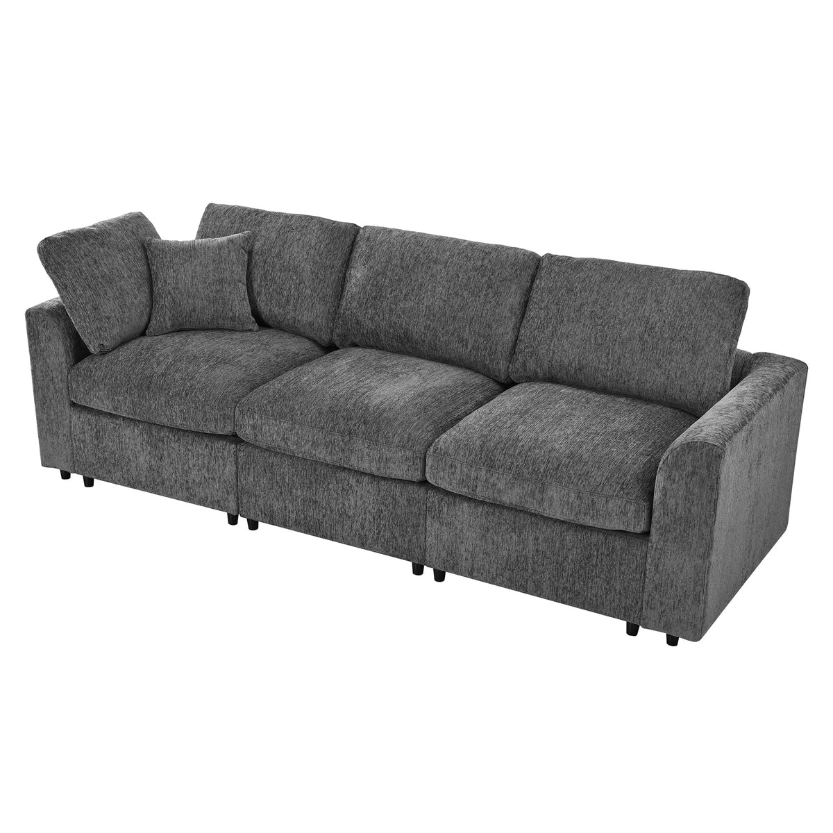 130" L-Shaped Modular Sectional Sofa Modern Deep Seat Cloud Couch for 5, Oversized Chenille Fabric Cloud Sectional Couches with 1 Ottoman Chaise, Higher Seater (21.7 inch)