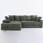 108.6" Sectional Sofa, Thickened Corduroy Sectional Couches for Living Room,Comfortable L Shaped Chaise Sectional Sofa with Storage Ottoman,Eight Throw Pillows,Green