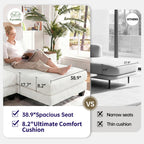 114" Cloud Sectional Couch with L-Shape Reversible Chaise, Modern Corduroy L Shaped Couch with 2 Pillows & Storage Armrests, 4 Seater Sectional Couches for Living Room, Plush Corduroy, White