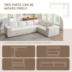 130" Ultra-Thick Chenille Modern Minimalist Style Modular Sectional Couch, Convertible Modular Cloud Sleeper Sofag, Modern Boneless Compressed Floor Sectional Sofa for Living Room, Beige