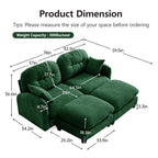 Tidyard Cloud-Like Modular Sectional Couch in Green - Plush Chenille Fabric, Tufted Backrest, High-Density Foam, Ergonomic Design with Throw Pillows & Ottoman for Bedroom or Living Room