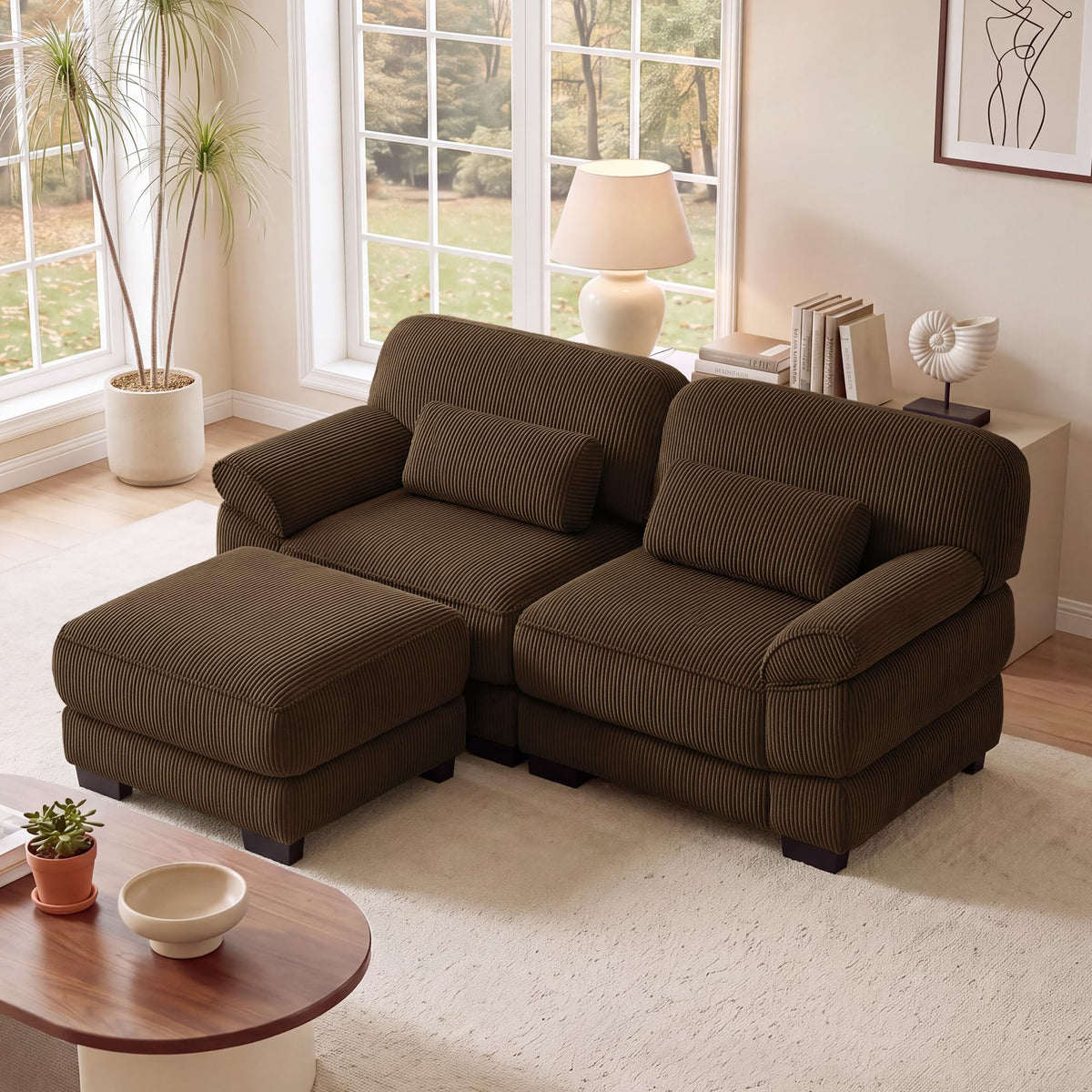 132'' Modular Sectional Sofa, 6-seat U-Shaped Cloud Couch for Living Room