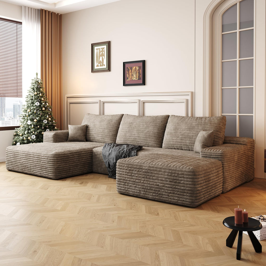 107" Silky‑Tactile Multi‑Functional Sectional Sofa, Upholstered Sleeper with High‑Resilience Foam, Free Combination Couch with No Assembly Required for Living Space, Camel