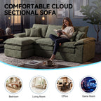 110" L-Shaped Sofa Bed,3-Layer Cushion Modular Sectional Boneless Couch