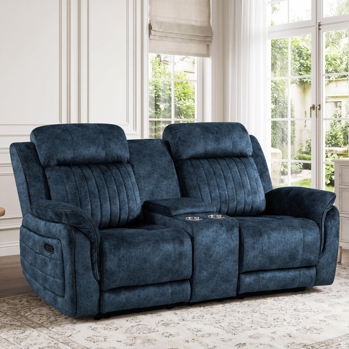 Zero Gravity Reclining Sofa w/ Drop-Down Backrest for Living Room, Blue