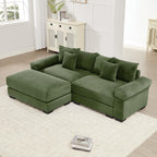 130" Oversized Modular 3-Seater Sectional Sofa, Cloud Corduroy Fabric with Extra-Thick Armrests, Ergonomic Deep Seat Couch for Living Room, Easy Assembly Sofas for Living Room(Cream)