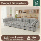 125" Modular Sectional Couch with Hidden Storage, Convertible L U Shaped Sleeper Sofa Bed with Stripe Pattern, 8 Seat Modular Sectional Couch with Ottoman Chaise & Removable Covers for Living Room